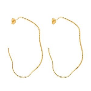 Argola Dourada Ondulada Assimétrica